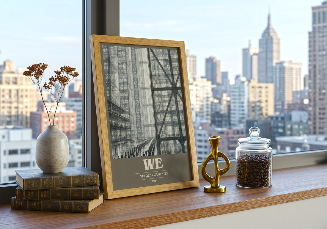 We book cover print framed by window – literary home decor