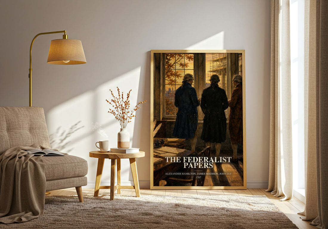 The Federalist Papers watercolour print in frame leaning in hallway – non fiction wall art