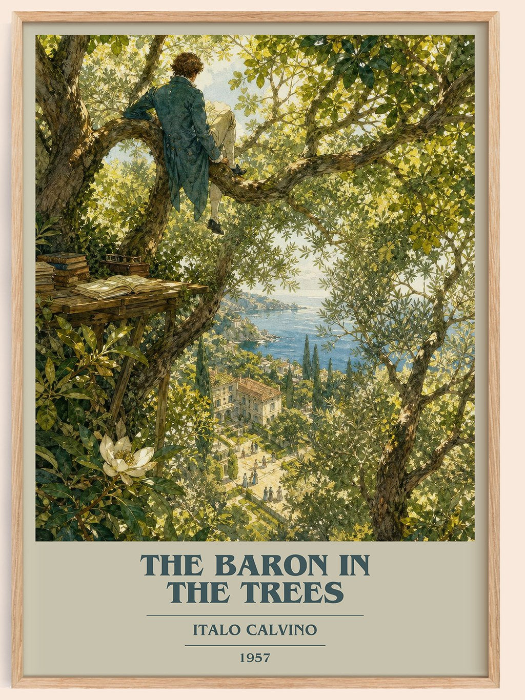 The Baron in the Trees book cover book poster by Italo Calvino – framed literary art print