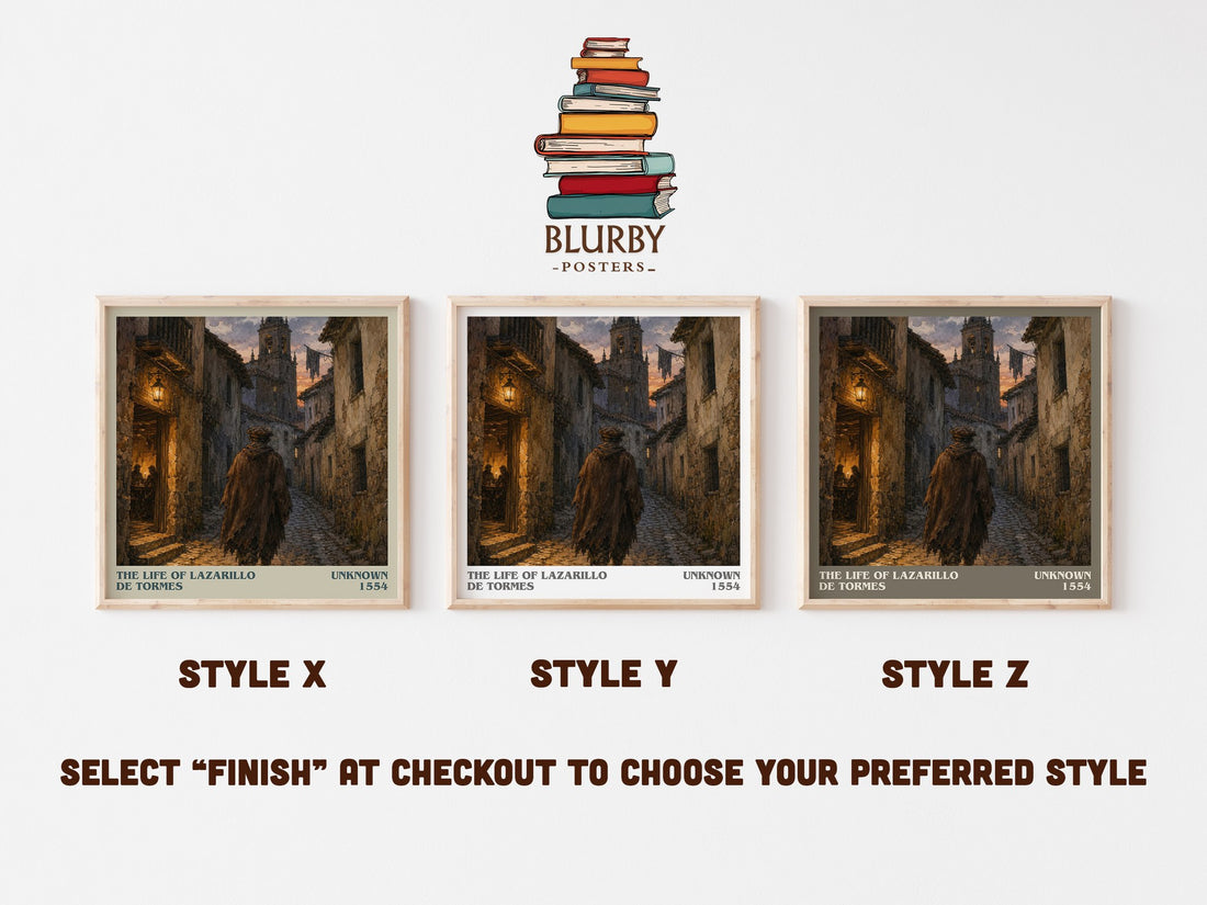 The Life of Lazarillo de Tormes literary print in frame leaning in hallway – classic literature wall art (mockup)
