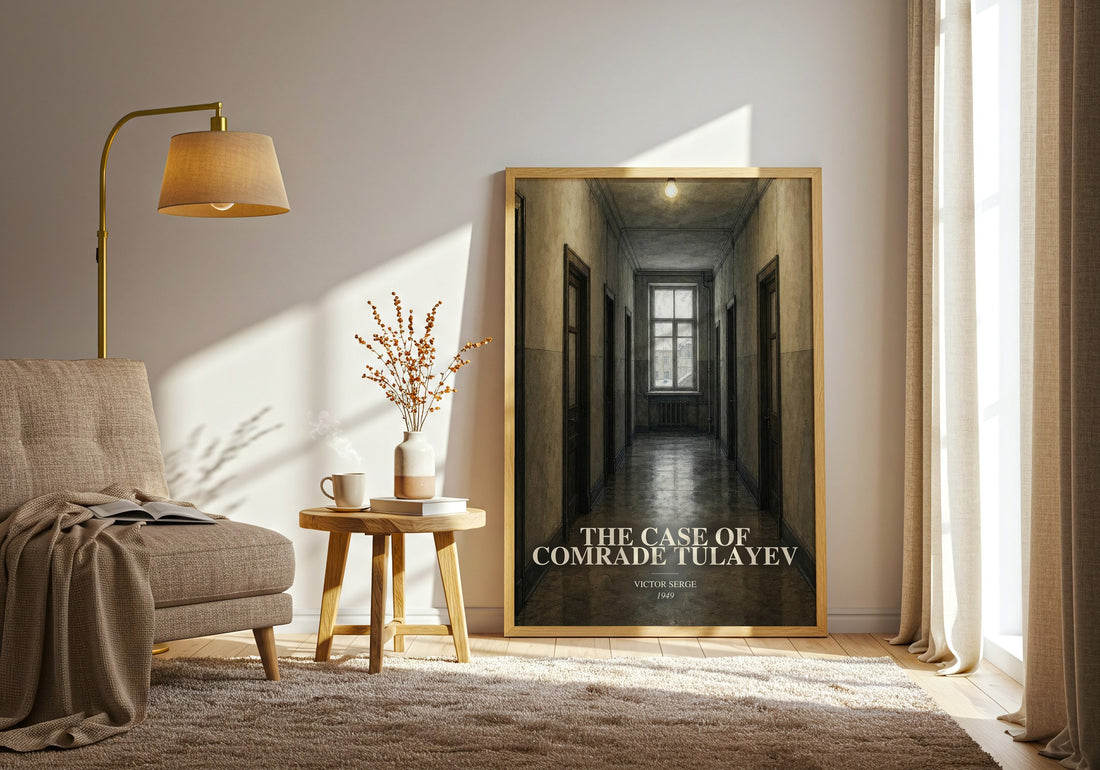 The Case of Comrade Tulayev watercolour print in frame leaning in hallway – literary fiction wall art