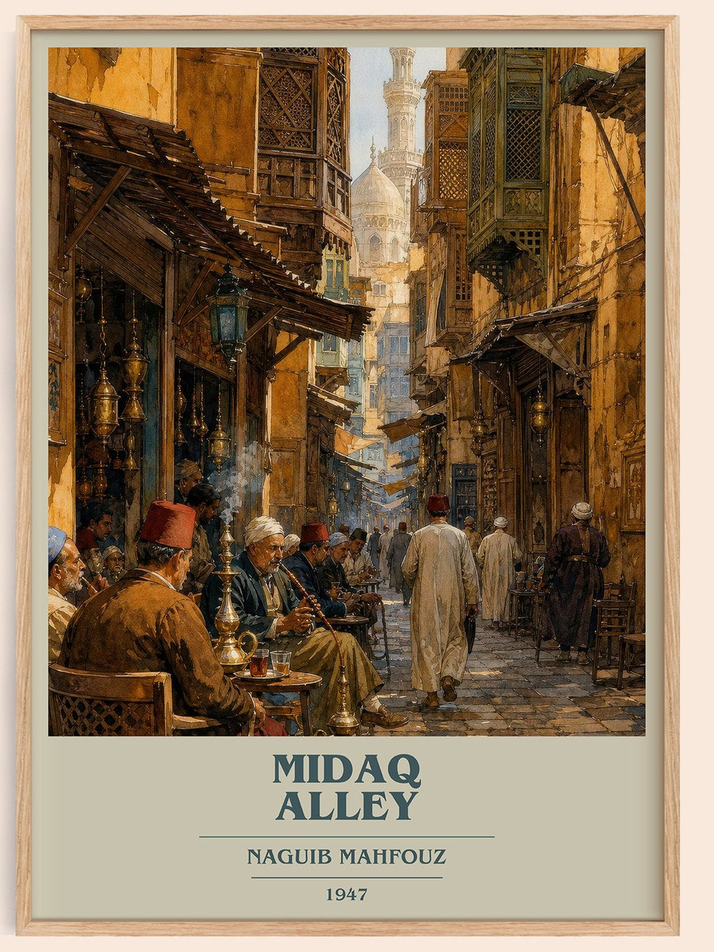 Midaq Alley book cover book poster by Naguib Mahfouz – framed literary art print
