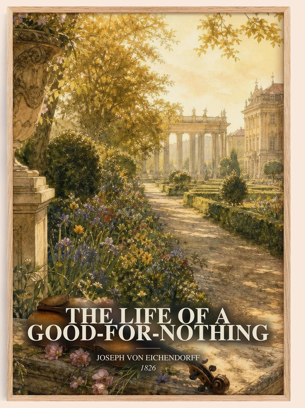 The Life of a Good-For-Nothing watercolour book poster by Joseph von Eichendorff – framed literary art print