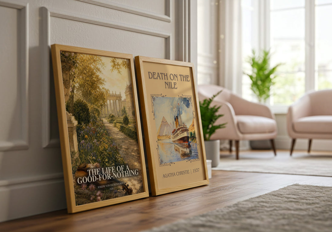 The Life of a Good-For-Nothing watercolour print framed by window – literary home decor
