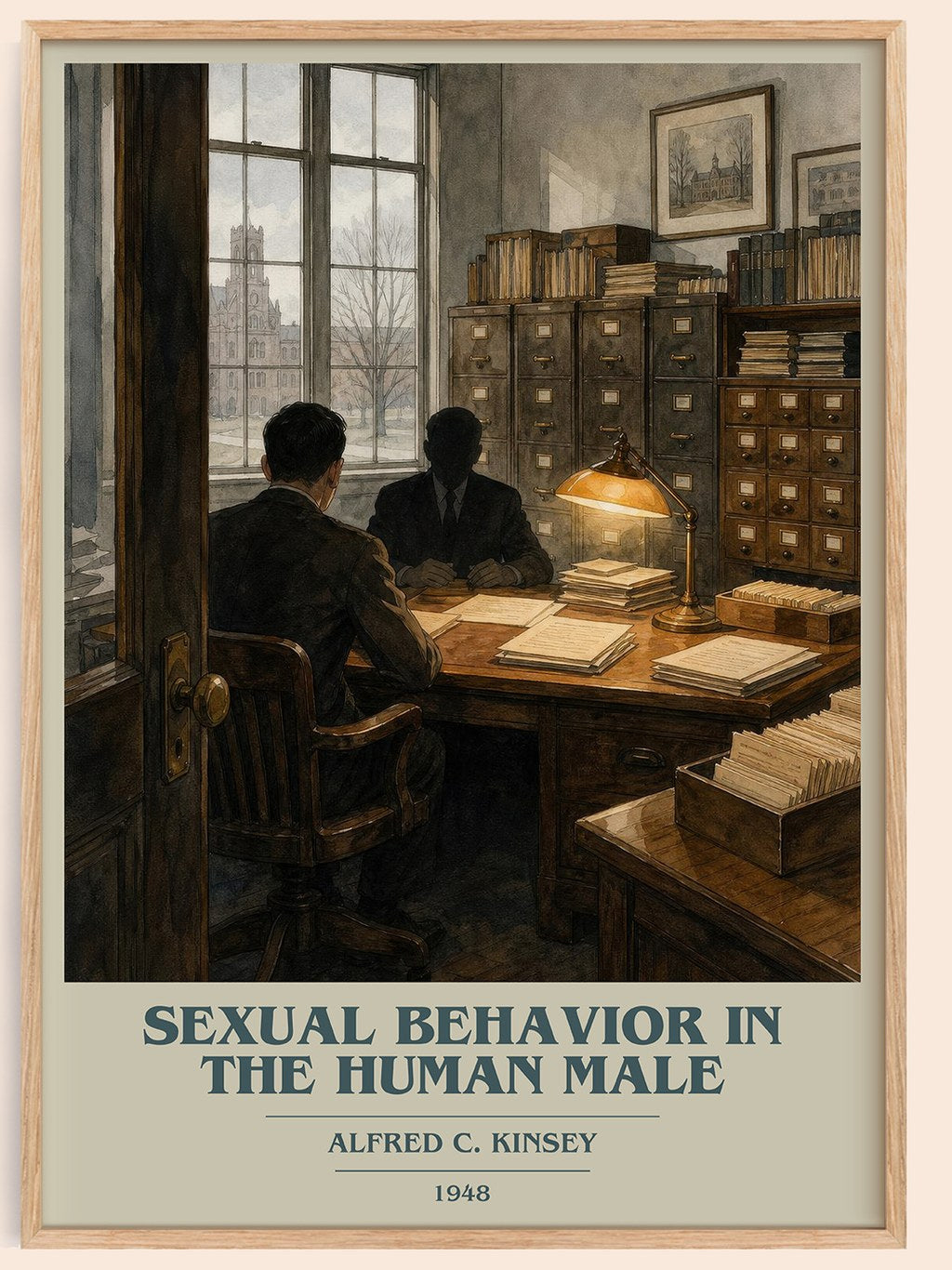Sexual Behavior in the Human Male book cover book poster by Alfred C. Kinsey – framed literary art print