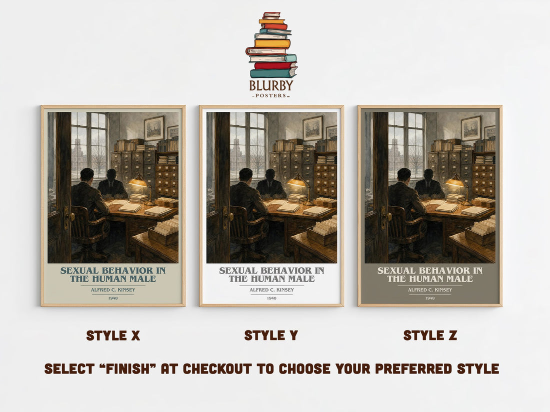 Sexual Behavior in the Human Male book cover print in frame leaning in hallway – non fiction wall art (mockup)