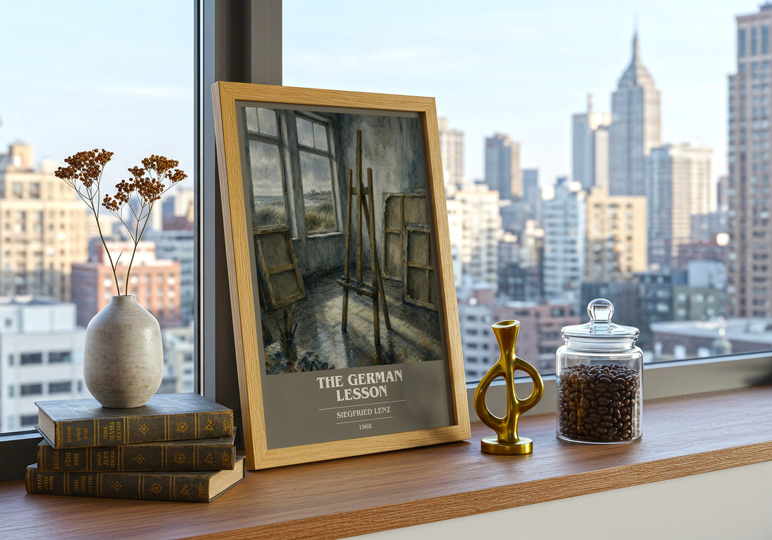 The German Lesson book cover print framed by window – literary home decor
