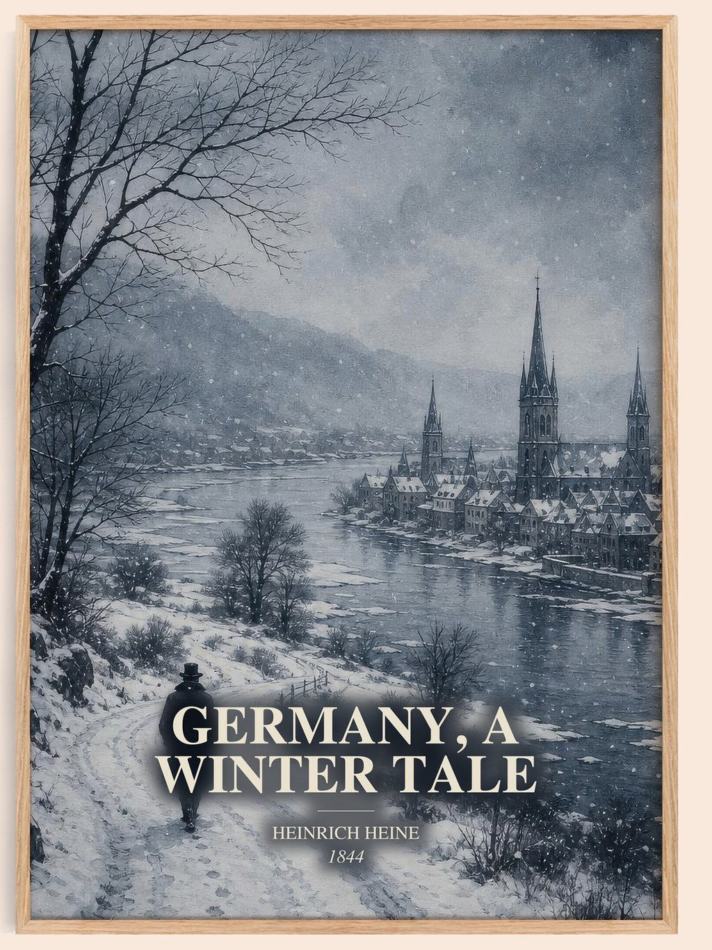 Germany, a Winter Tale watercolour book poster by Heinrich Heine – framed literary art print