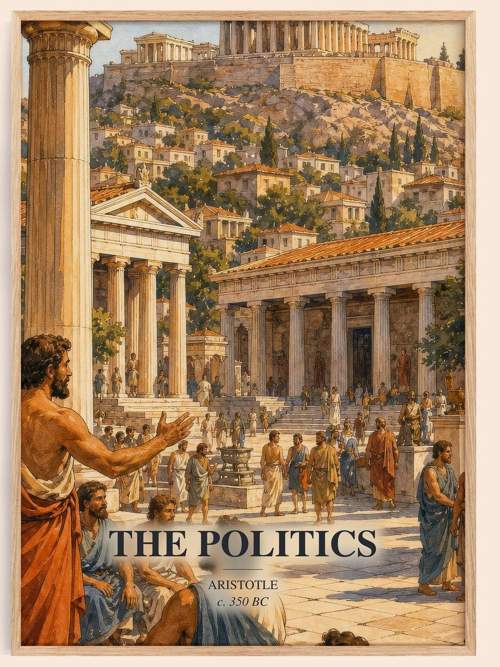The Politics watercolour book poster by Aristotle – framed literary art print