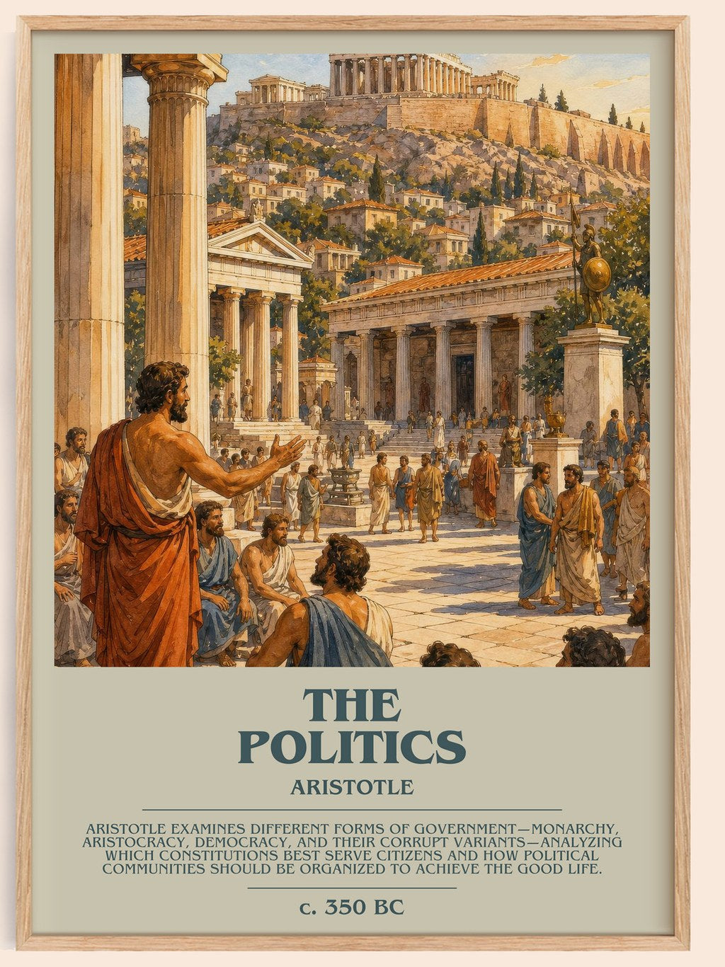 The Politics bookish book poster by Aristotle – framed literary art print