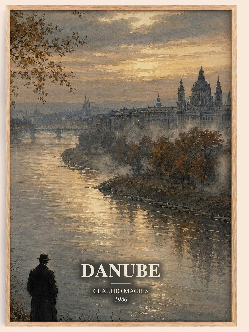 Danube watercolour book poster by Claudio Magris – framed literary art print