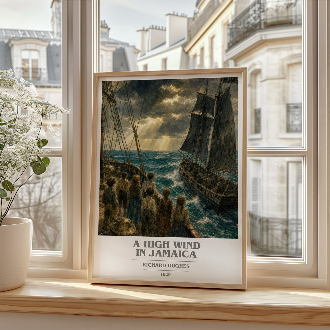 A High Wind in Jamaica book cover poster colour and style options – Richard Hughes book art