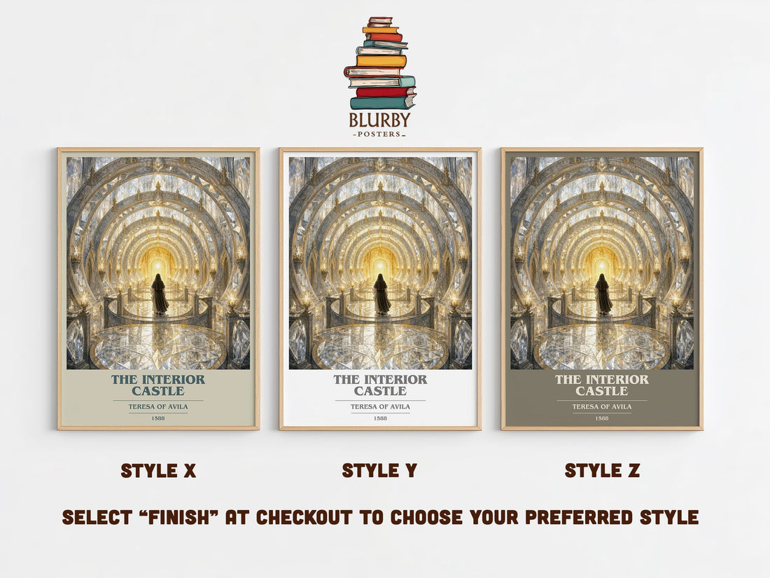 The Interior Castle book cover print in frame leaning in hallway – non fiction wall art