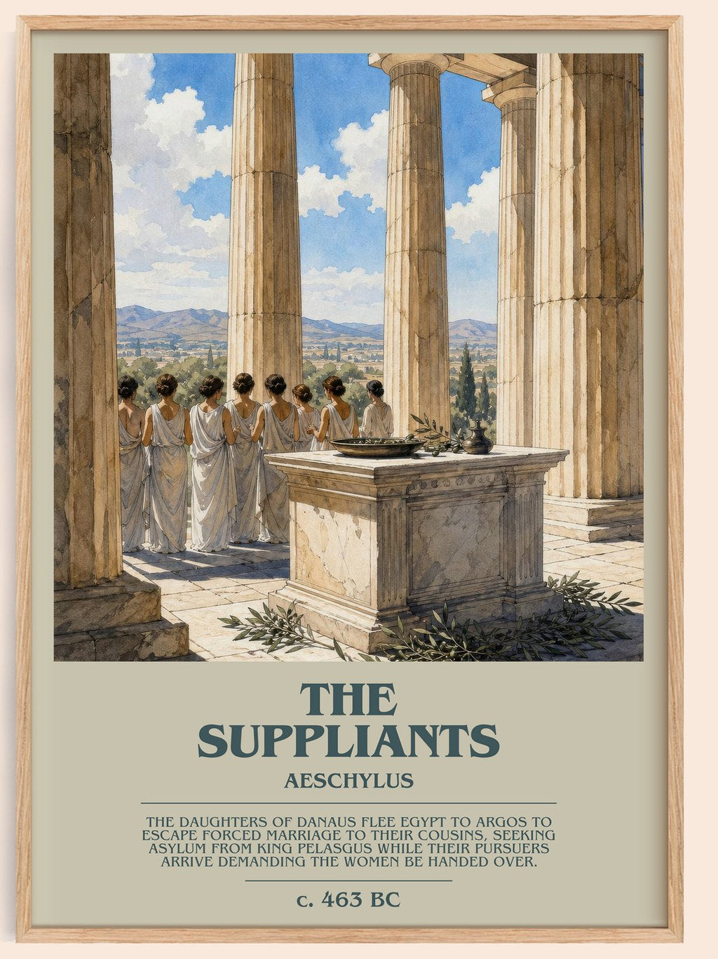 The Suppliants bookish book poster by Aeschylus – framed literary art print