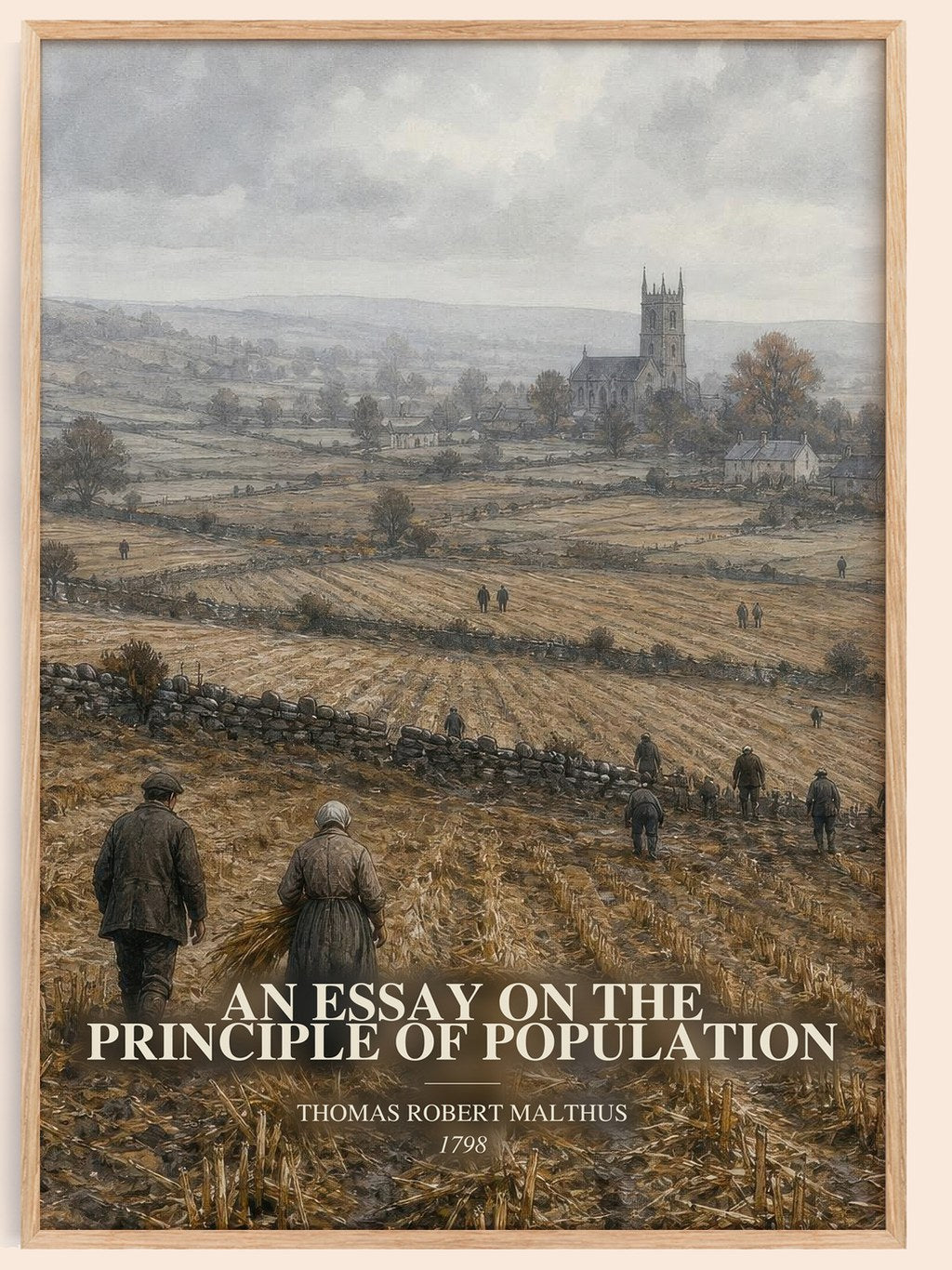 An Essay on the Principle of Population watercolour book poster by Thomas Robert Malthus – framed literary art print