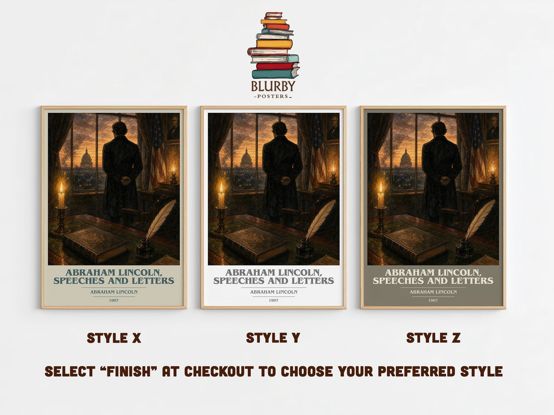 Abraham Lincoln, Speeches And Letters book cover print in frame leaning in hallway – non fiction wall art