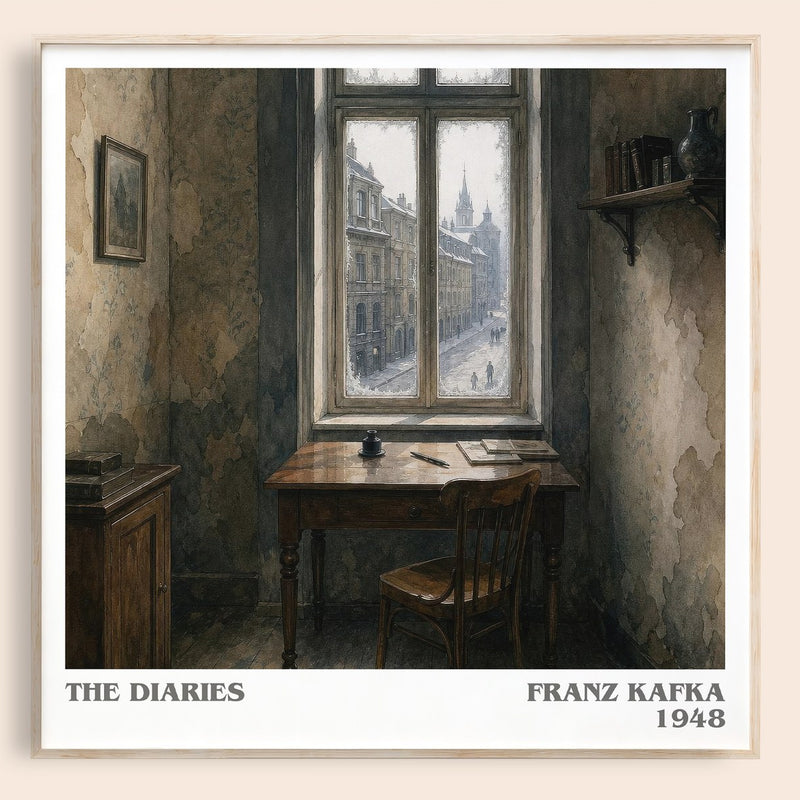 The Diaries literary book poster by Franz Kafka – framed literary art print