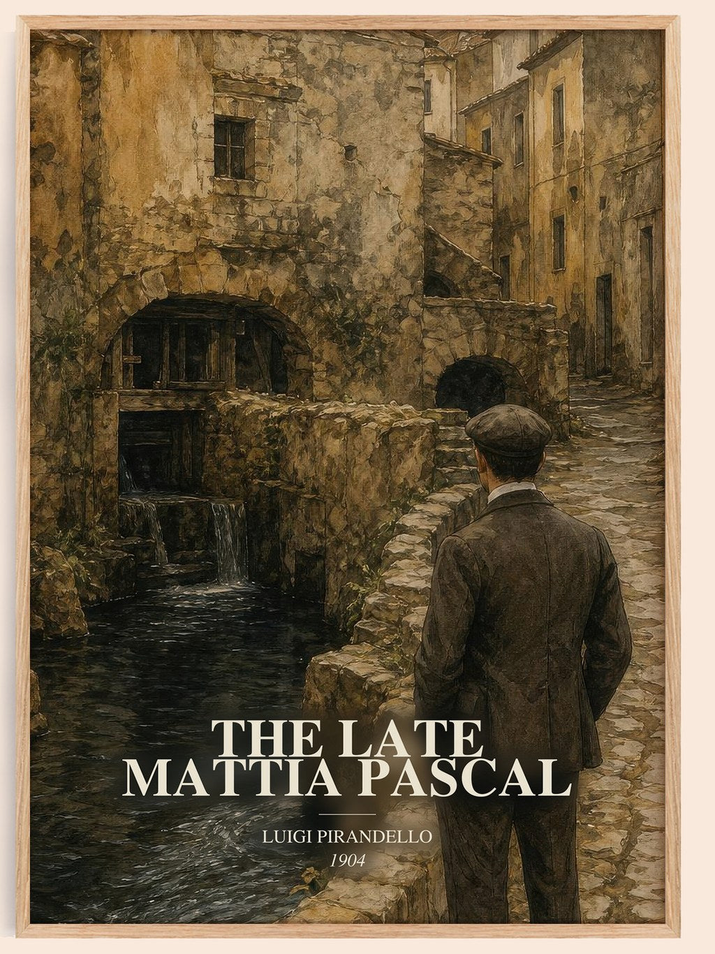 The Late Mattia Pascal watercolour book poster by Luigi Pirandello – framed literary art print