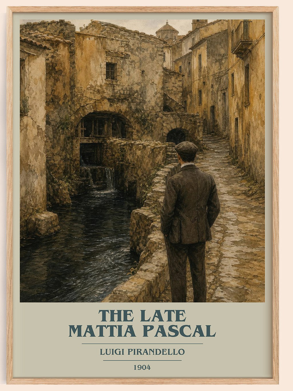 The Late Mattia Pascal Book Cover Poster by Luigi Pirandello – framed poster