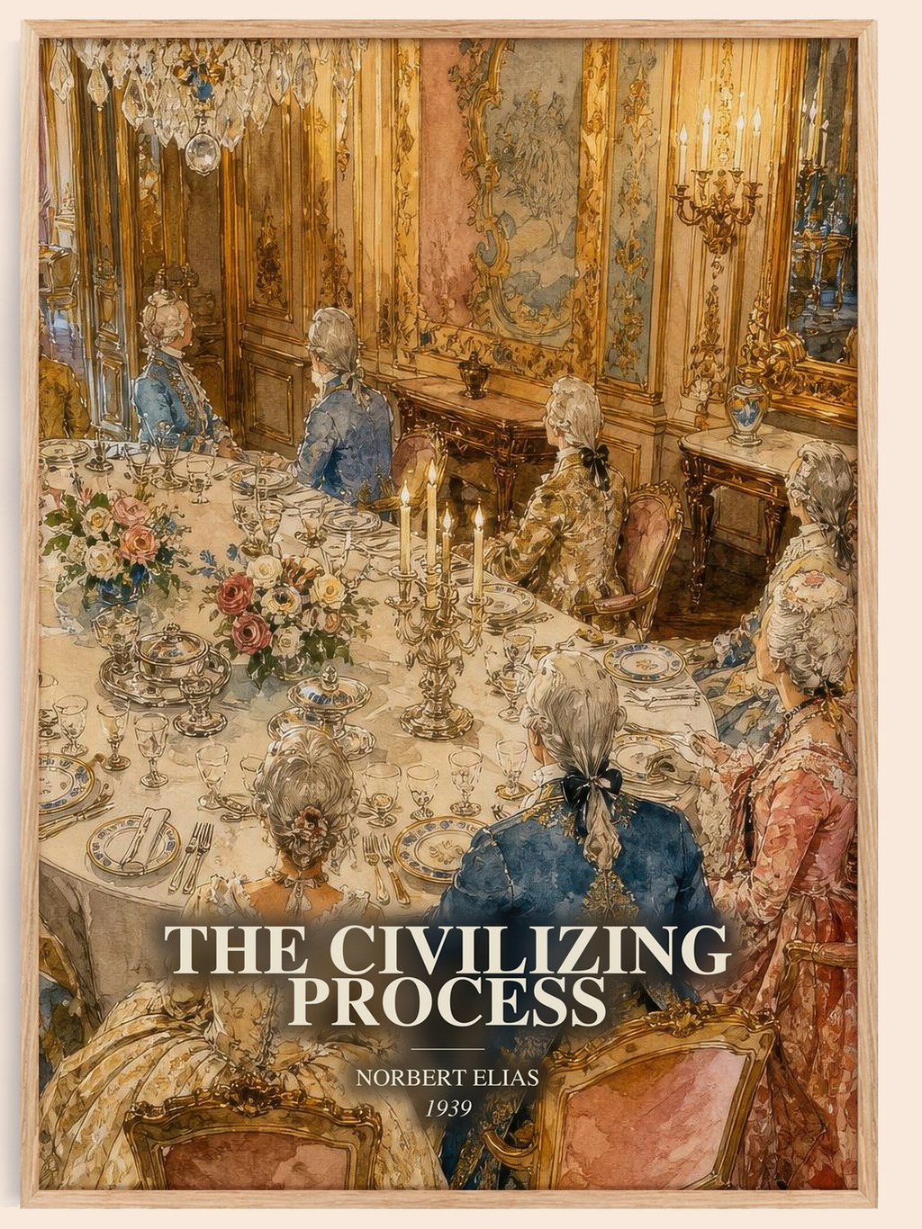 The Civilizing Process watercolour book poster by Norbert Elias – framed literary art print