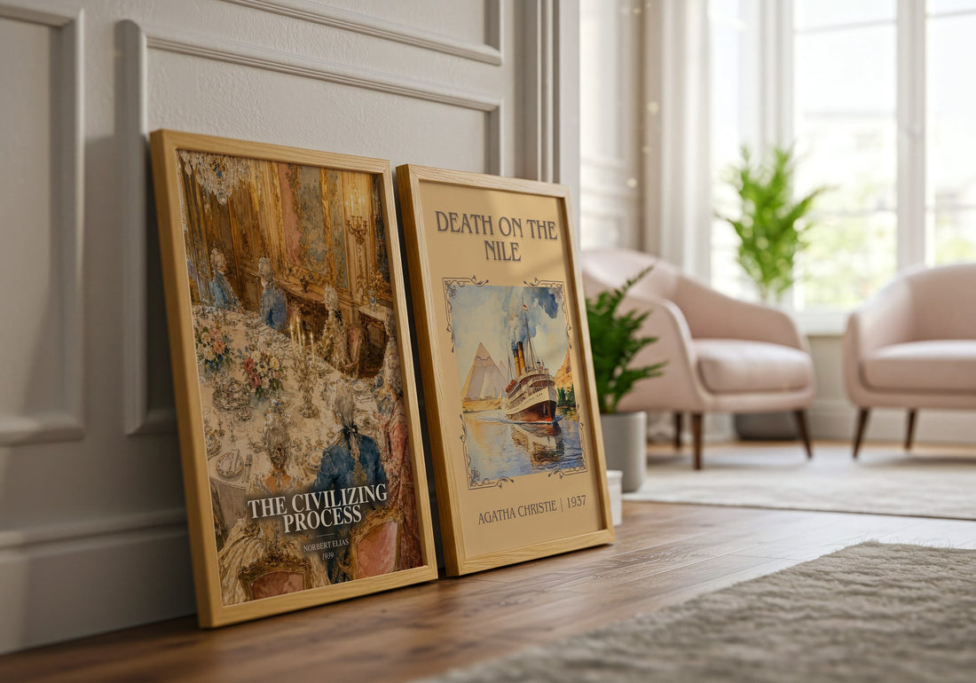 The Civilizing Process watercolour print framed by window – literary home decor