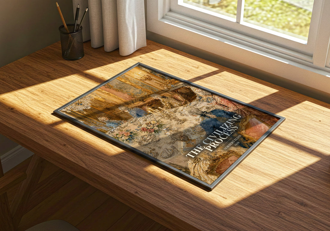The Civilizing Process watercolour book poster framed on wall – non fiction wall art