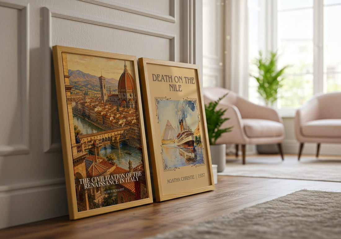 The Civilization Of The Renaissance In Italy watercolour print framed by window – literary home decor