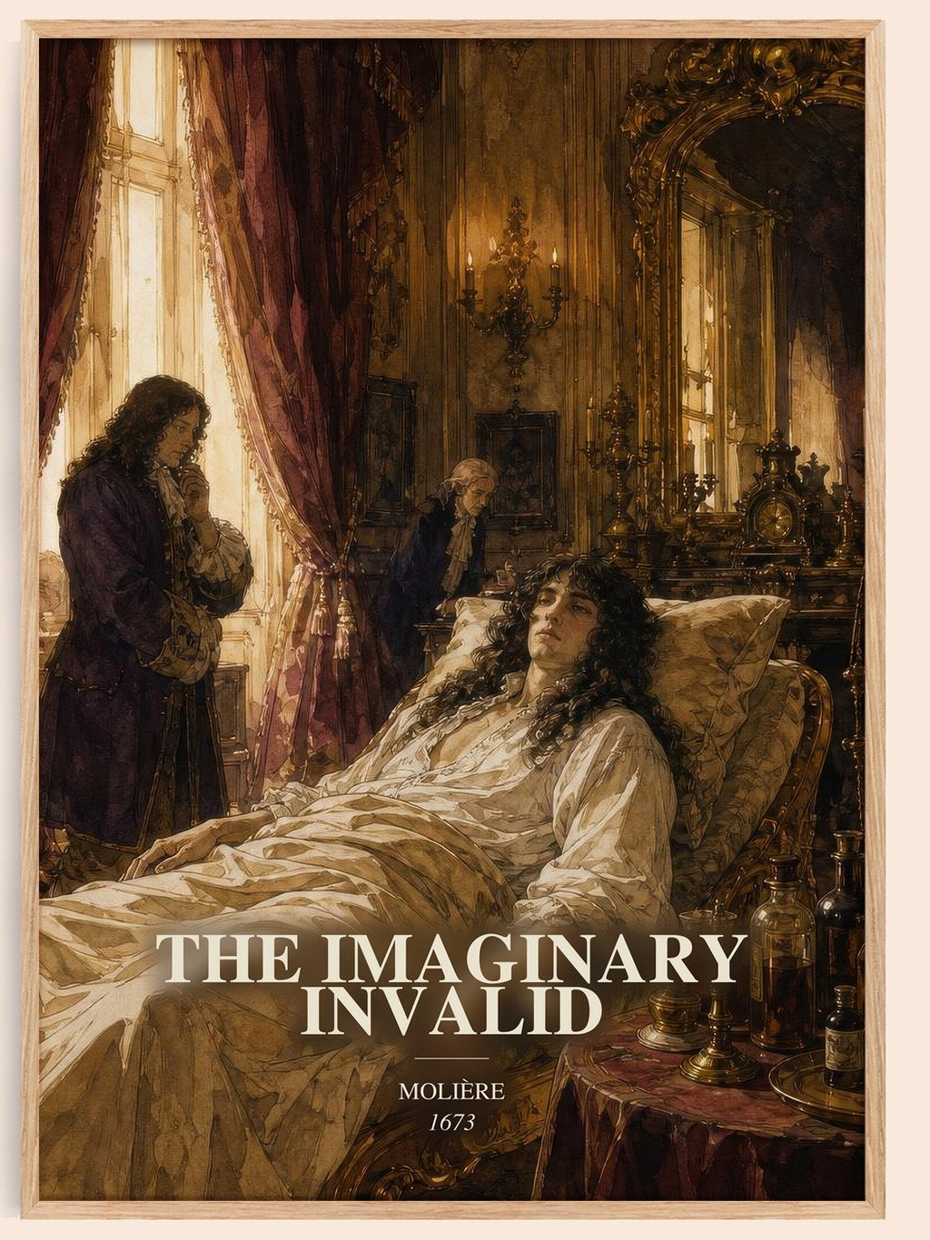 The Imaginary Invalid watercolour book poster by Molière – framed literary art print