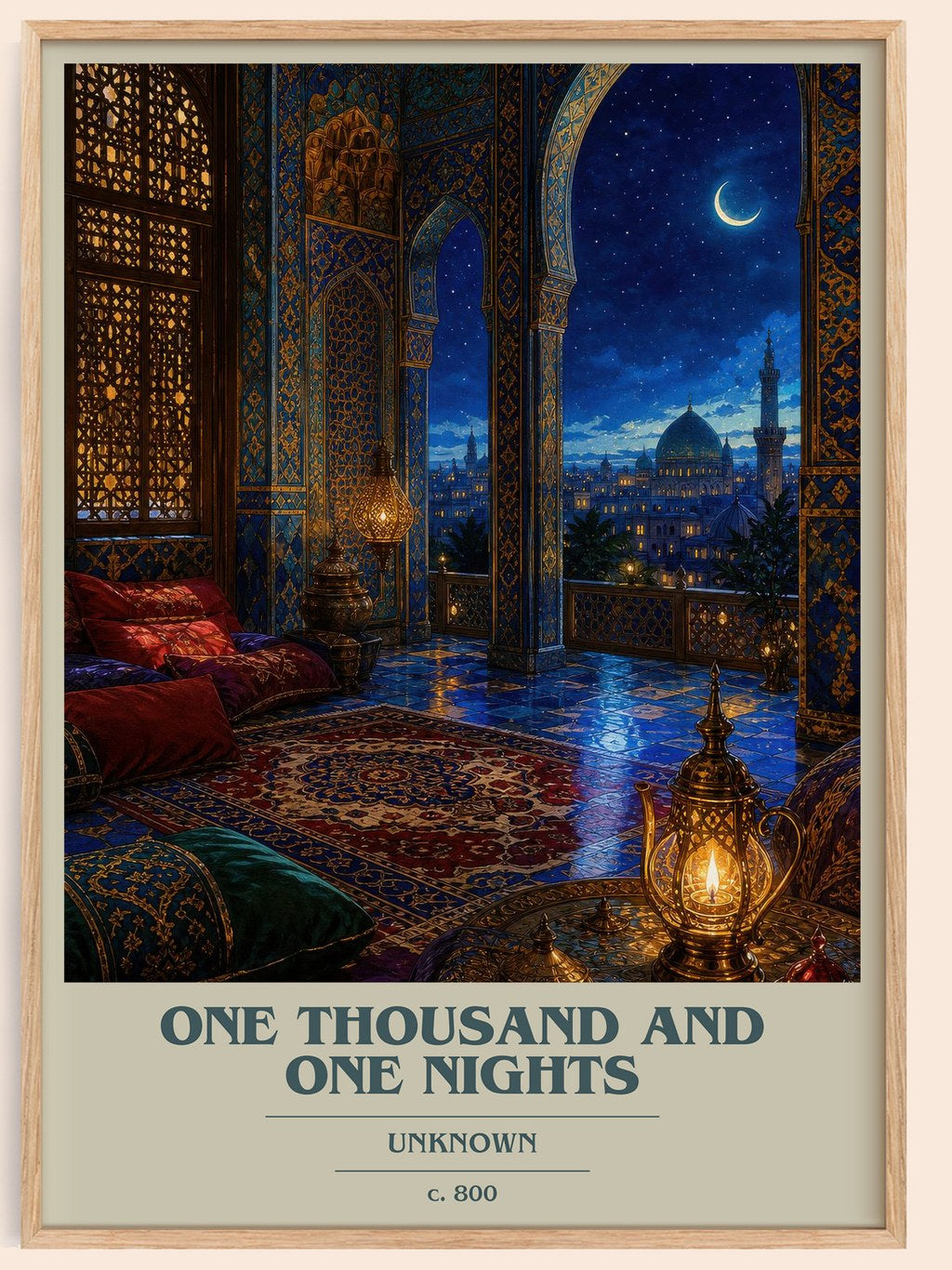 One Thousand and One Nights book cover book poster by Unknown – framed literary art print
