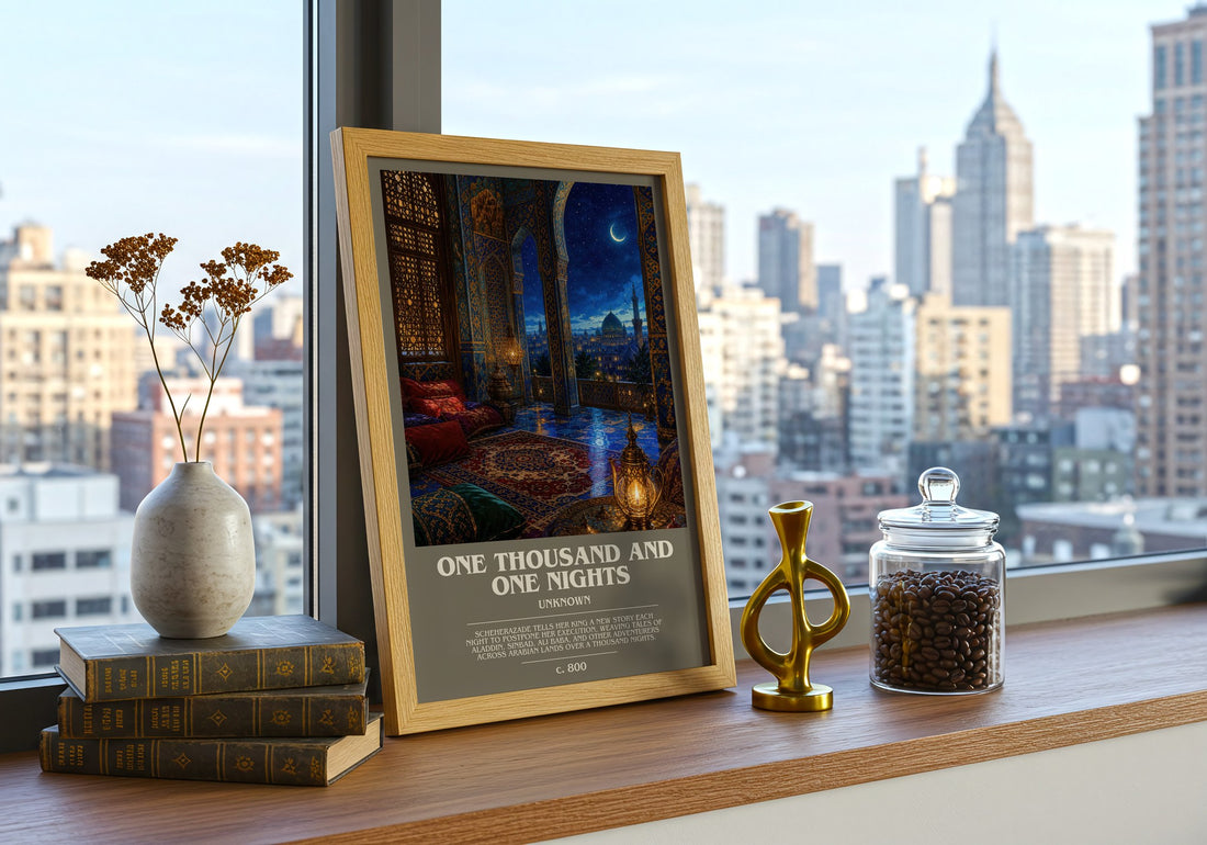One Thousand and One Nights bookish poster colour and style options – Unknown book art