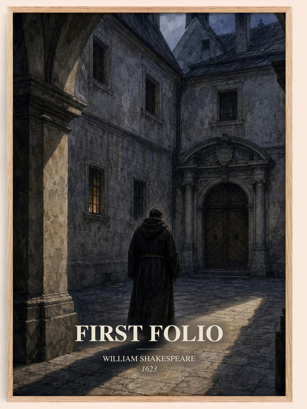 First Folio watercolour book poster by William Shakespeare – framed literary art print