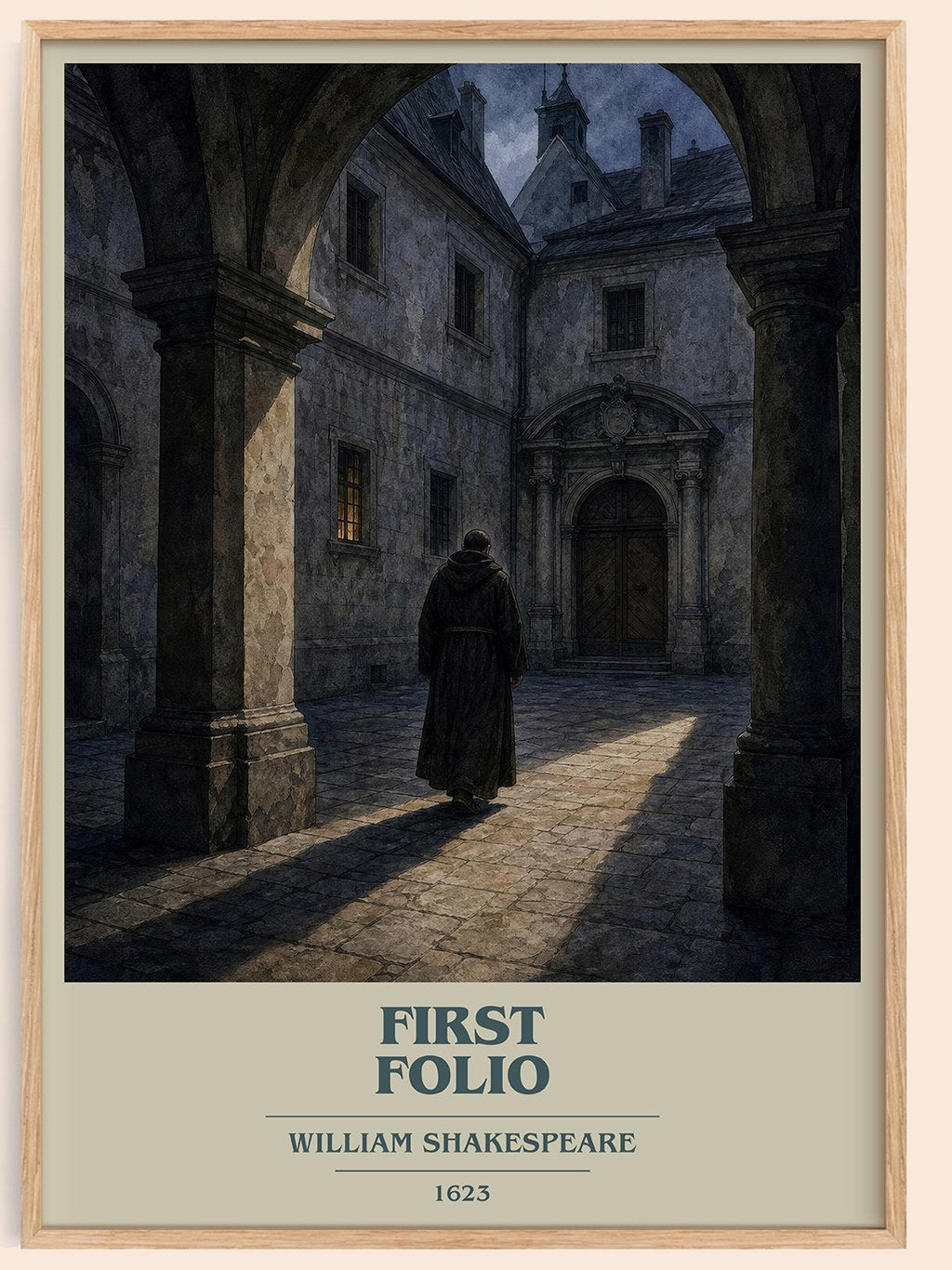 First Folio book cover book poster by William Shakespeare – framed literary art print