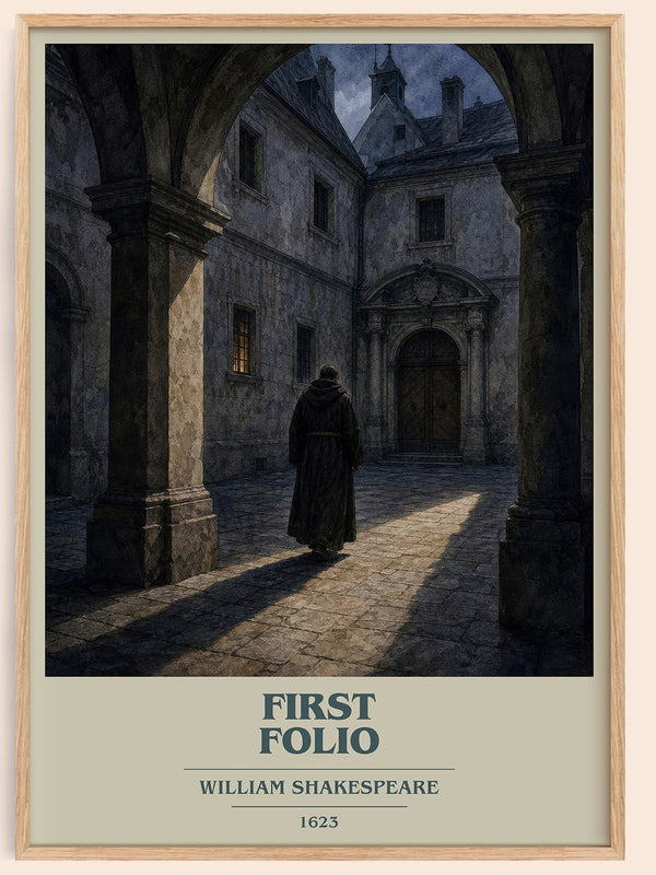 First Folio book cover book poster by William Shakespeare – framed literary art print