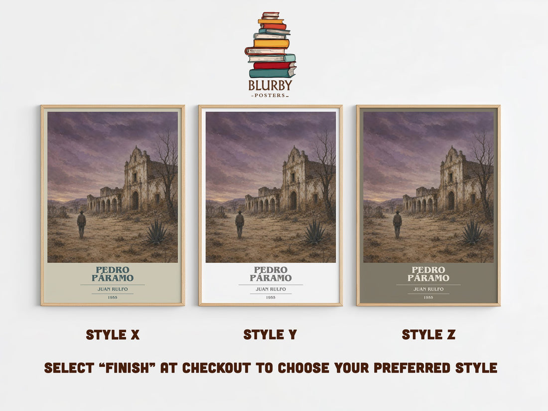 Pedro Páramo book cover print in frame leaning in hallway – literary fiction wall art