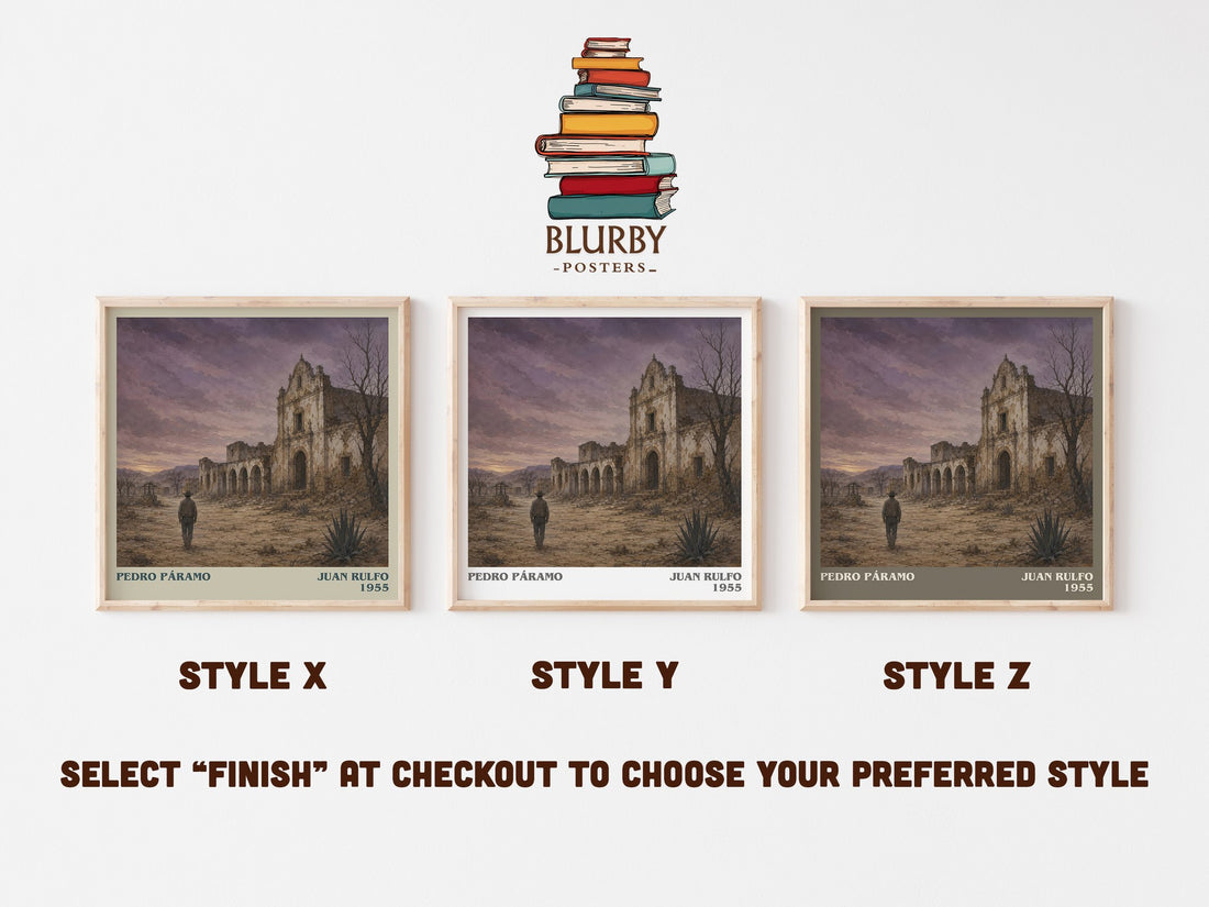 Pedro Páramo literary print in frame leaning in hallway – literary fiction wall art (mockup)
