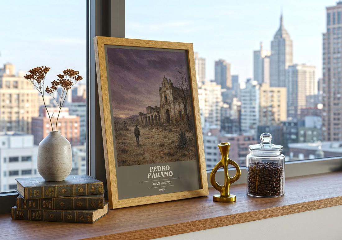 Pedro Páramo book cover print framed by window – literary home decor