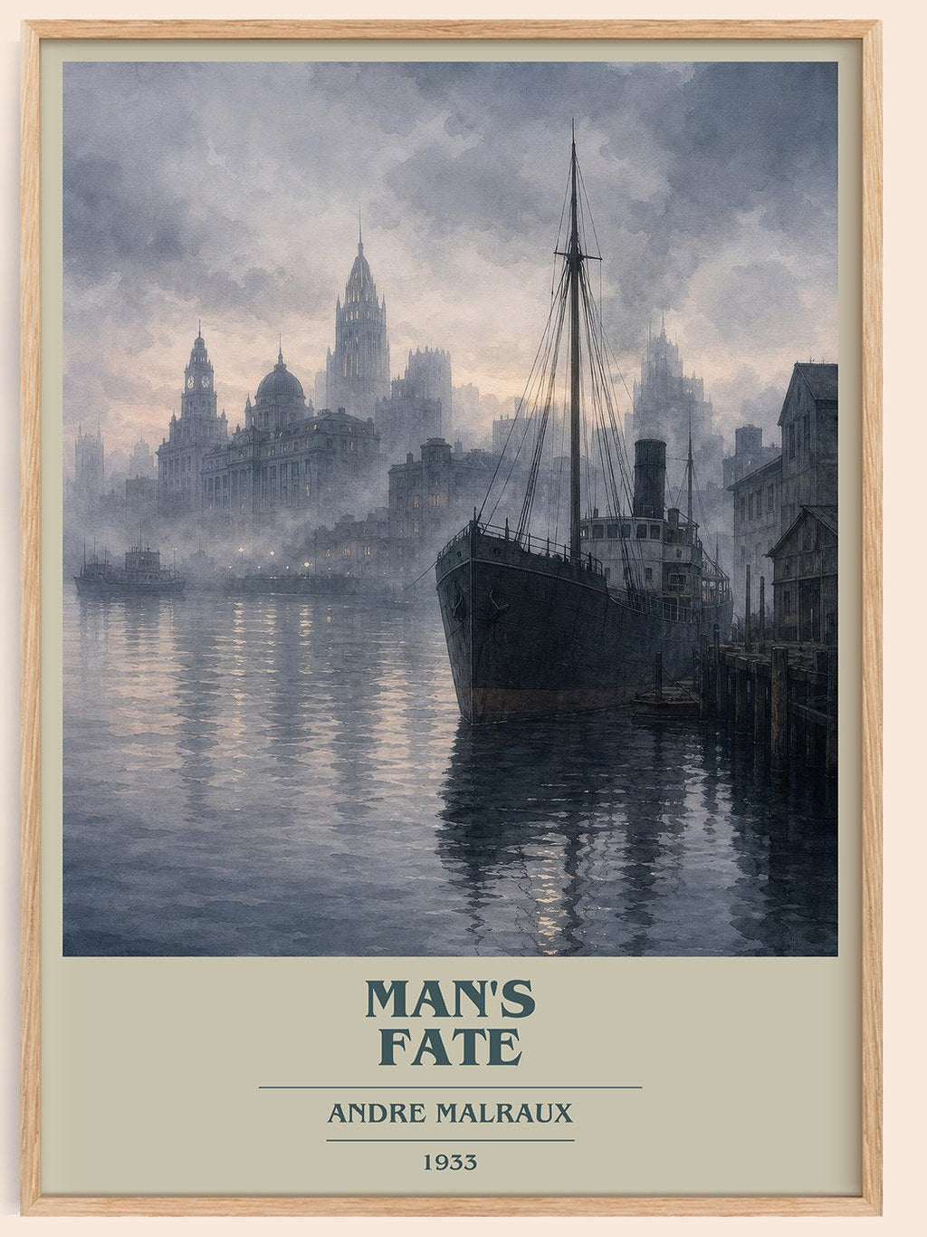 Man's Fate book cover book poster by Andre Malraux – framed literary art print