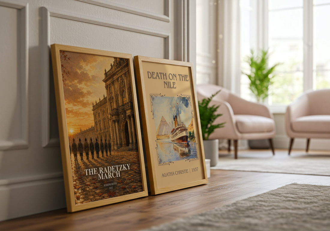 The Radetzky March watercolour print framed by window – literary home decor