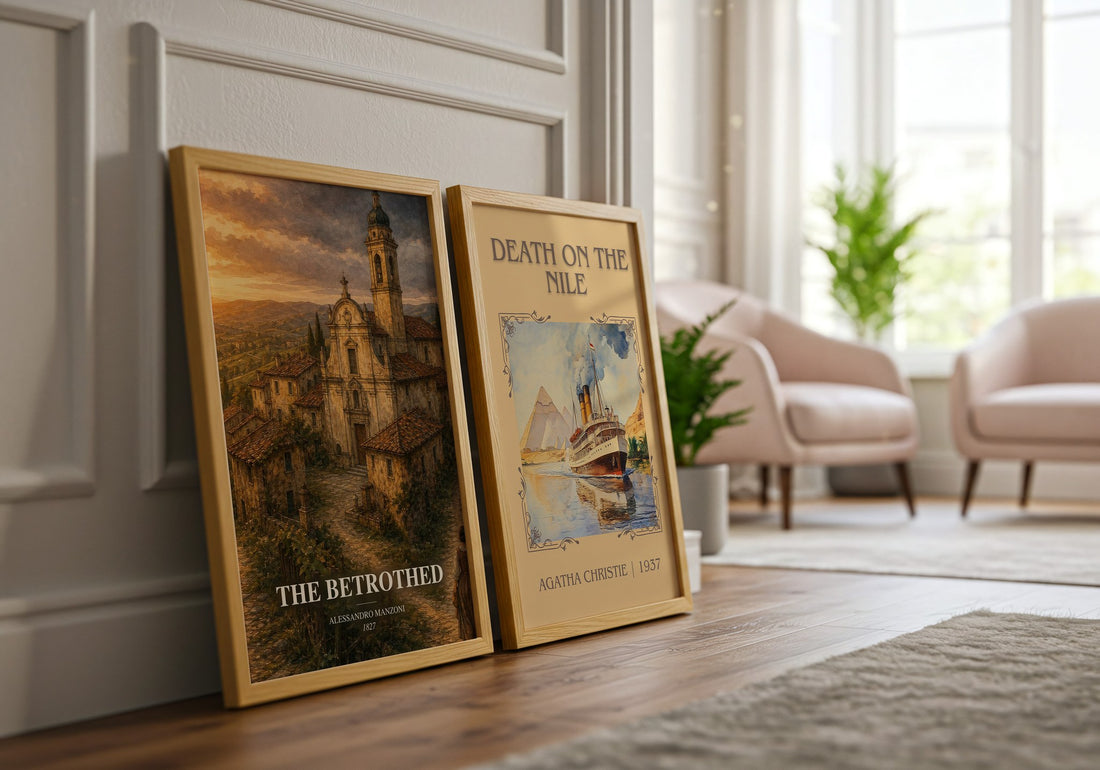 The Betrothed watercolour print framed by window – literary home decor