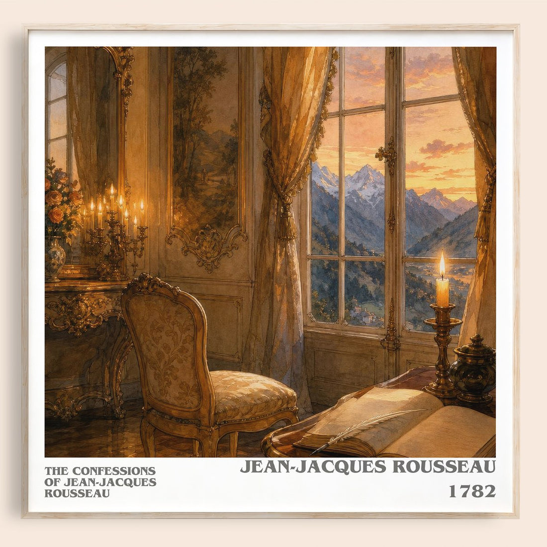 The Confessions of Jean-Jacques Rousseau literary book poster by Jean-Jacques Rousseau – framed literary art print