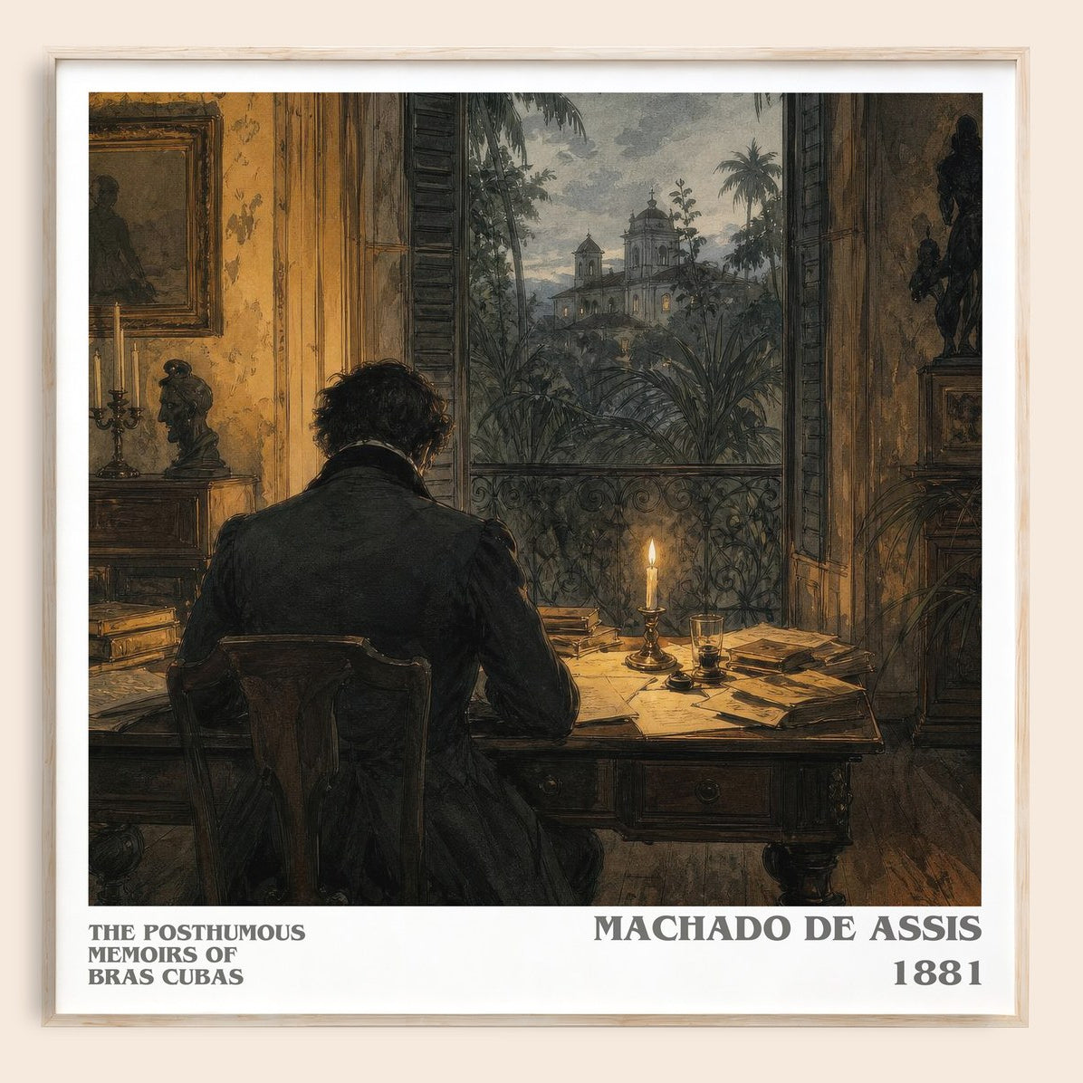 The Posthumous Memoirs of Bras Cubas literary book poster by Machado de Assis – framed literary art print