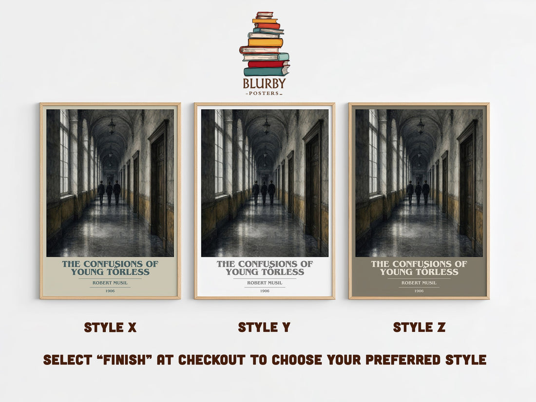 The Confusions of Young Törless book cover print in frame leaning in hallway – literary fiction wall art (mockup)