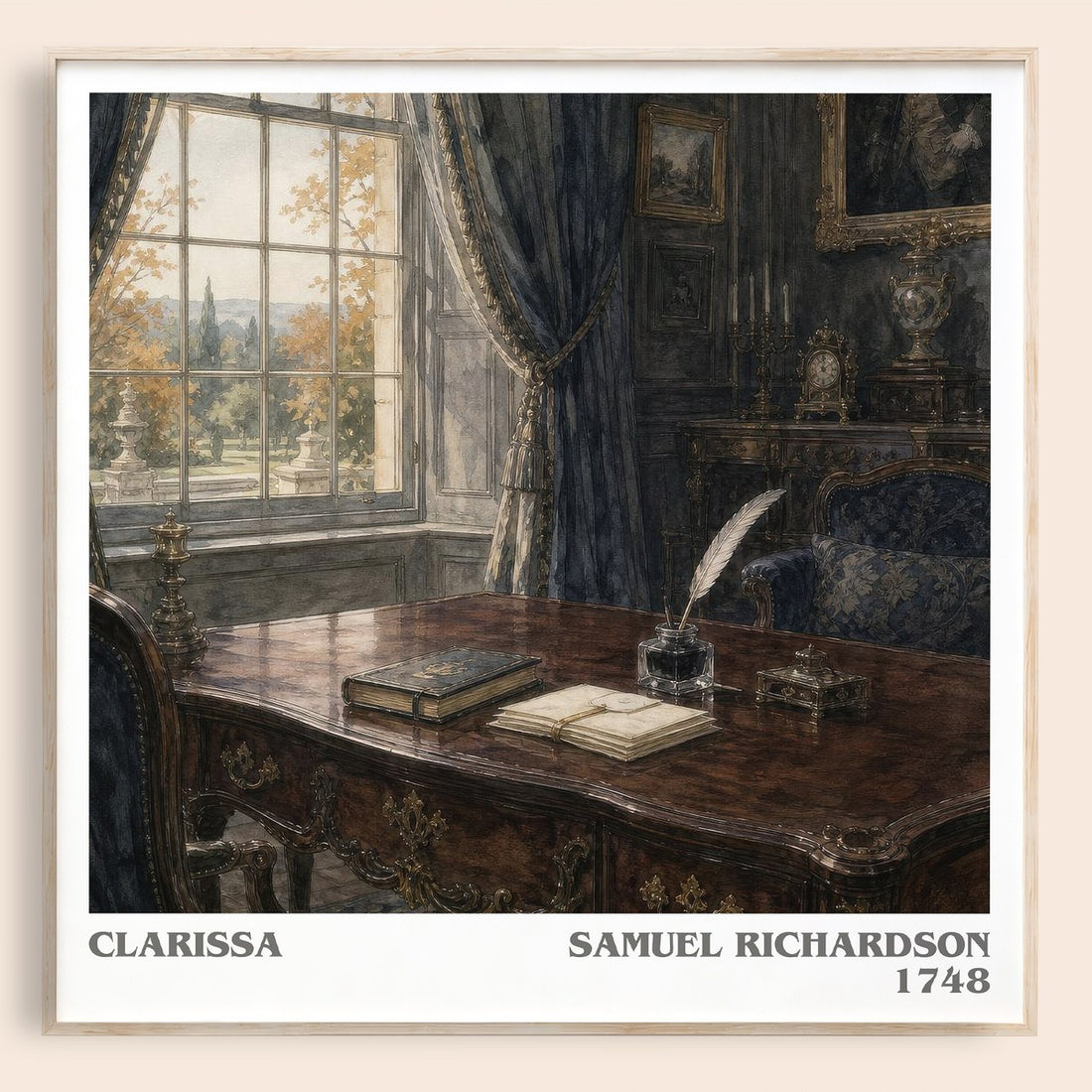Clarissa literary book poster by Samuel Richardson – framed literary art print