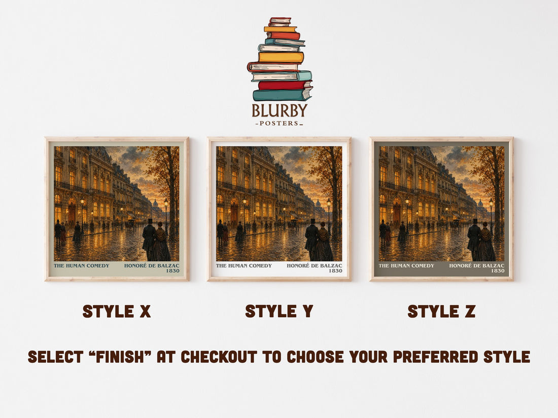 The Human Comedy literary print in frame leaning in hallway – classic literature wall art (mockup)