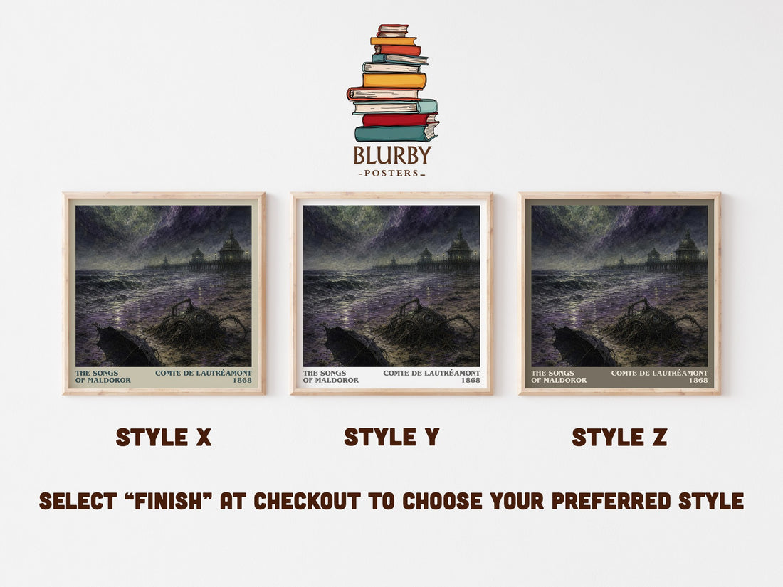 The Songs of Maldoror literary print in frame leaning in hallway – poetry wall art (mockup)