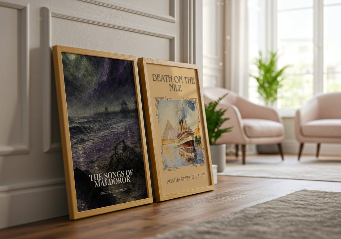 The Songs of Maldoror watercolour print framed by window – literary home decor