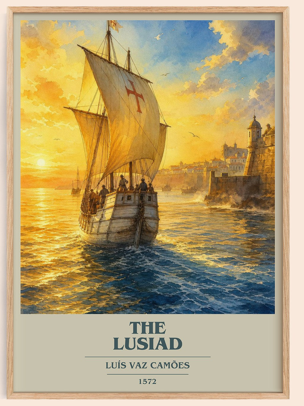 The Lusiad book cover book poster by Luís Vaz Camões – framed literary art print
