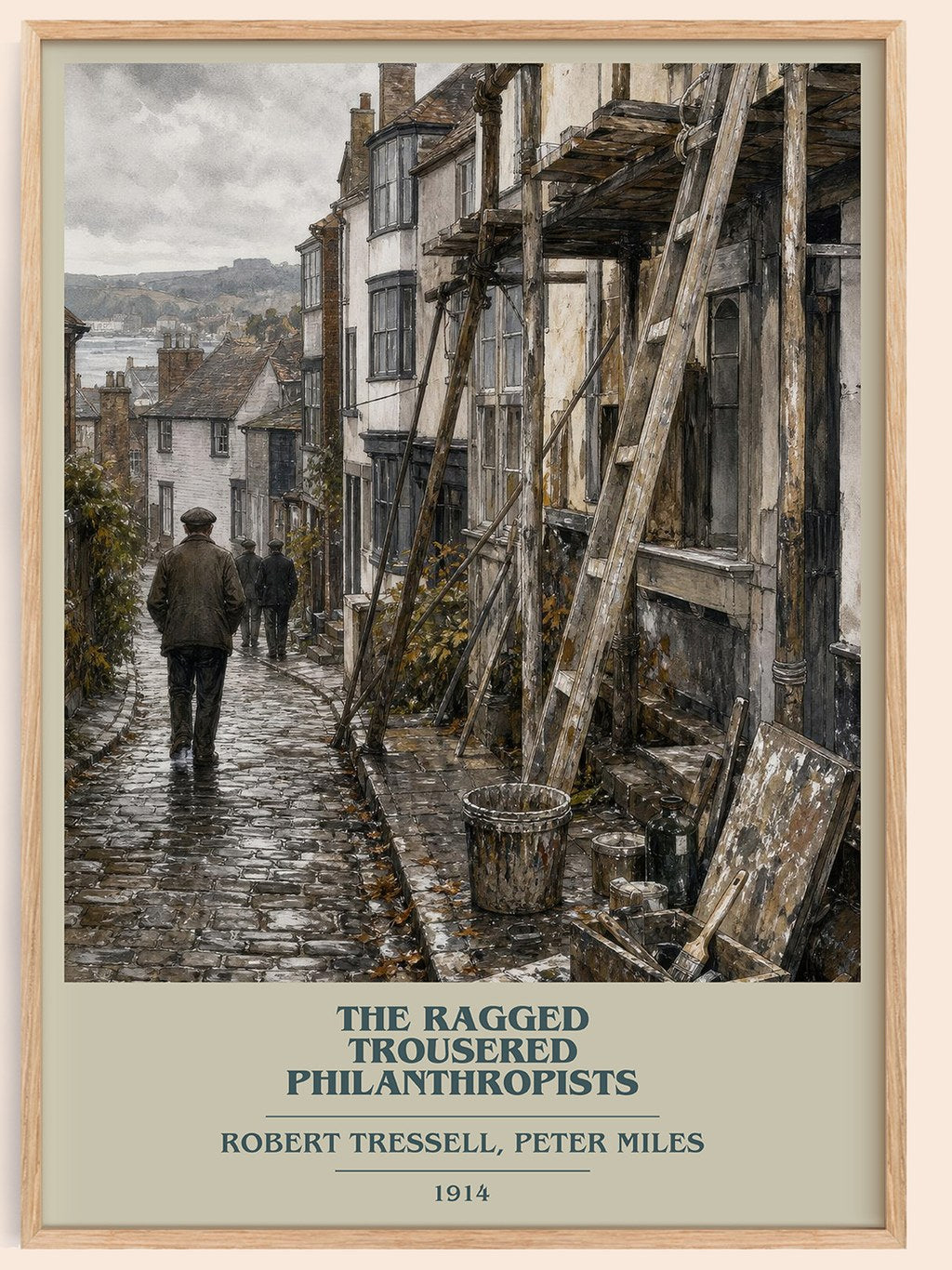 The Ragged Trousered Philanthropists book cover book poster by Robert Tressell, Peter Miles – framed literary art print