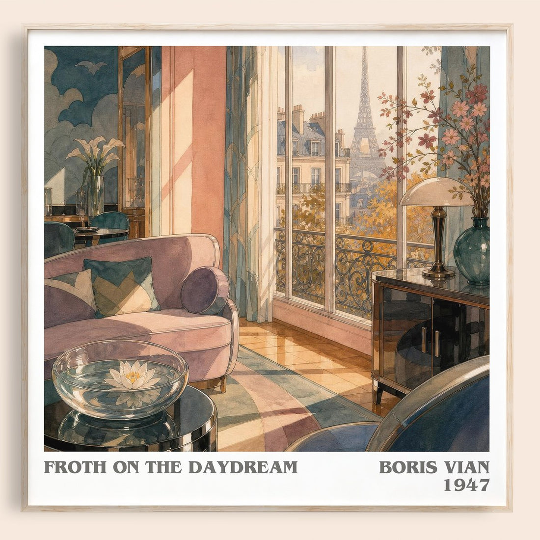 Froth on the daydream literary book poster by Boris Vian – framed literary art print