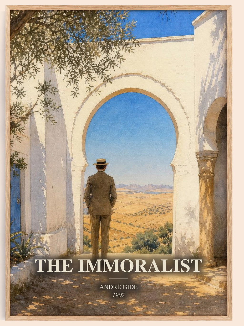 The Immoralist watercolour book poster by André Gide – framed literary art print